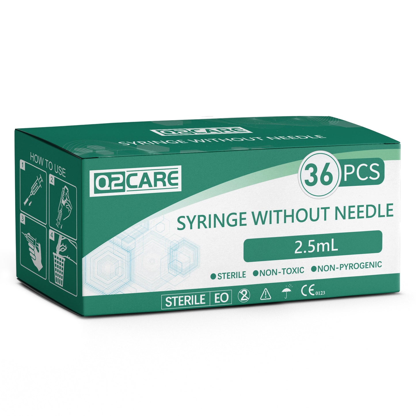 Q2 CARE - 2.5mL Syringe without Needle - Luer Lock Syringe Tip (No Needle) - (36 PCS)