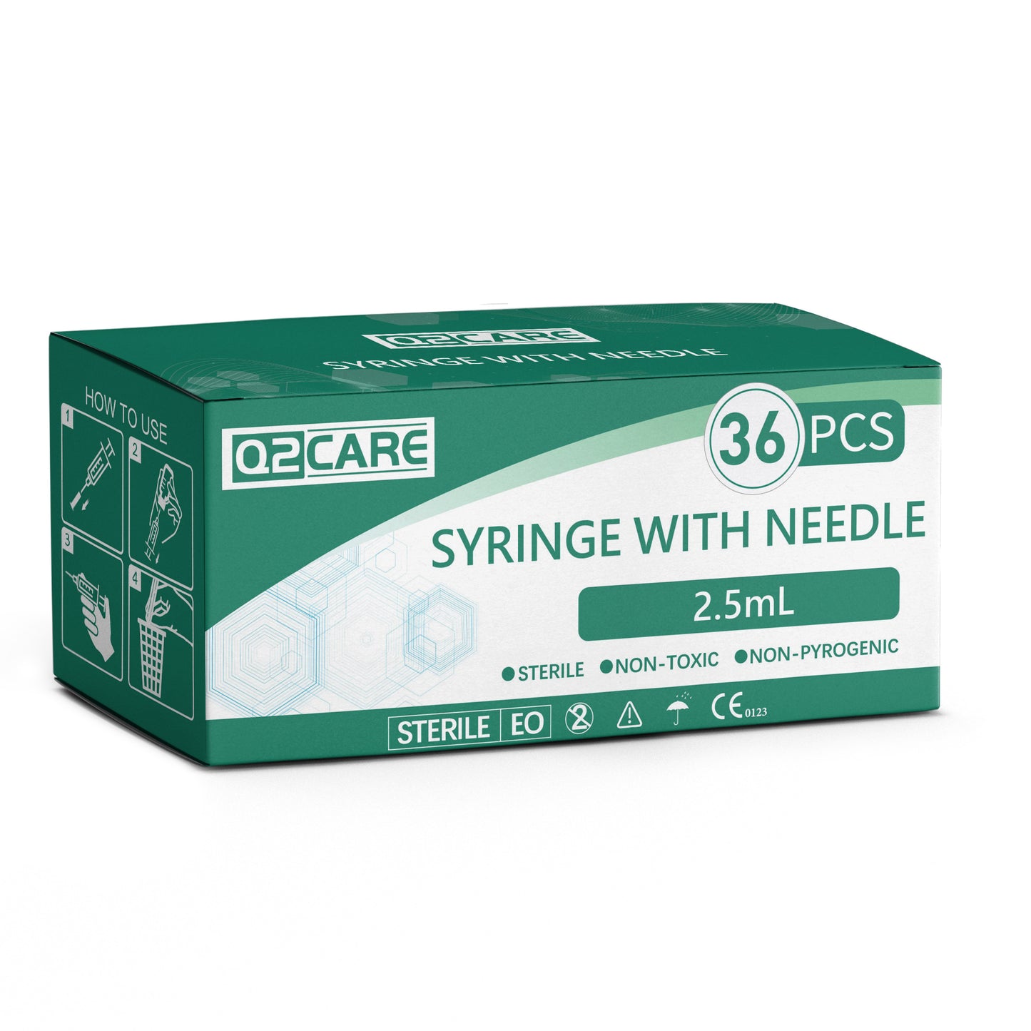 Q2 CARE - Syringes with needle - 2.5mL - (Pack of 36)