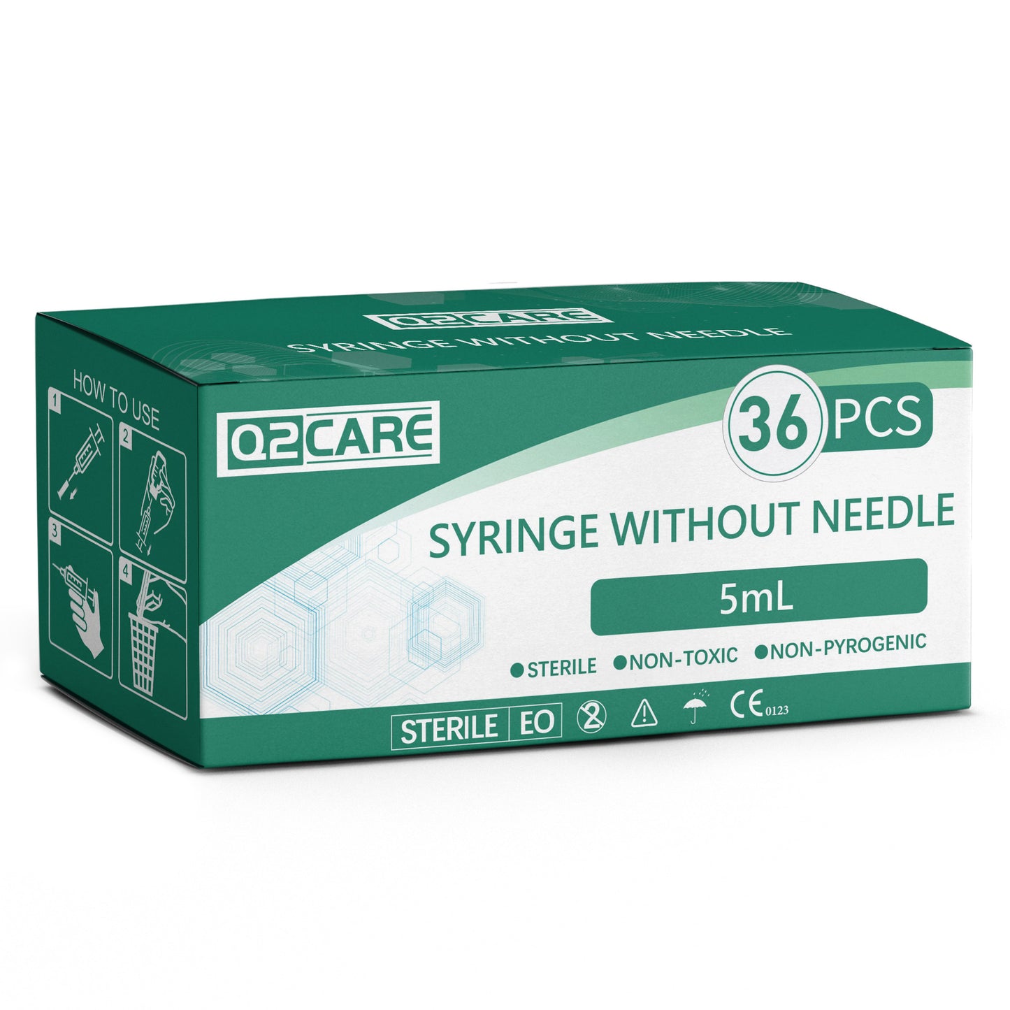 Q2 CARE - 5mL Syringe without Needle - Luer Lock Syringe Tip (No Needle) - (36 PCS)
