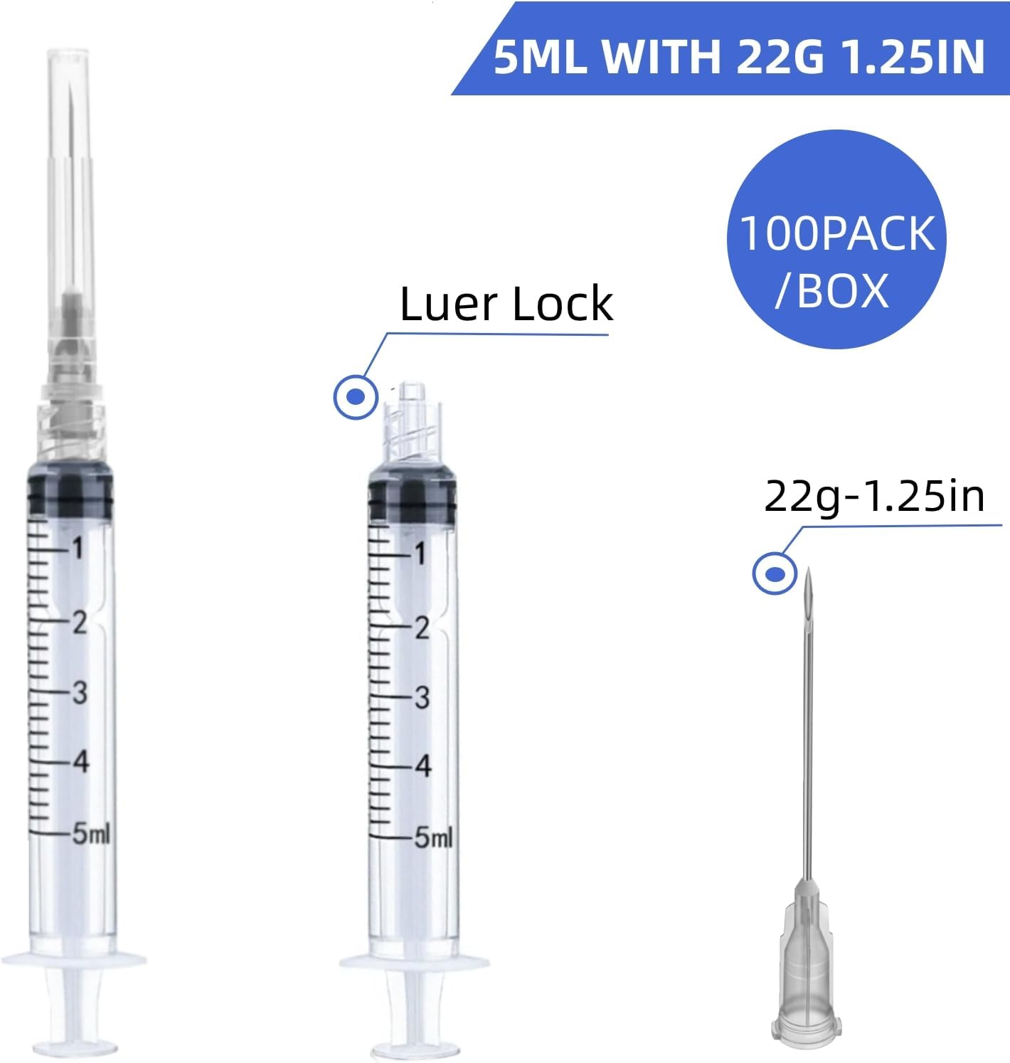 Q2 CARE - Syringes with needle - 5mL - (Pack of 36)