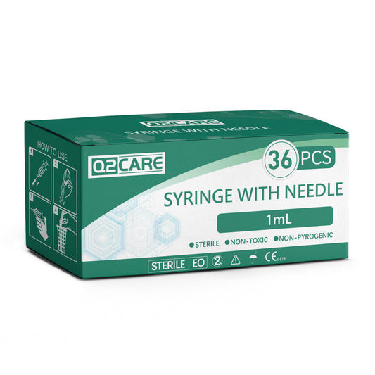 Q2 CARE - Syringes with needle - 1mL  - (Pack of 36)