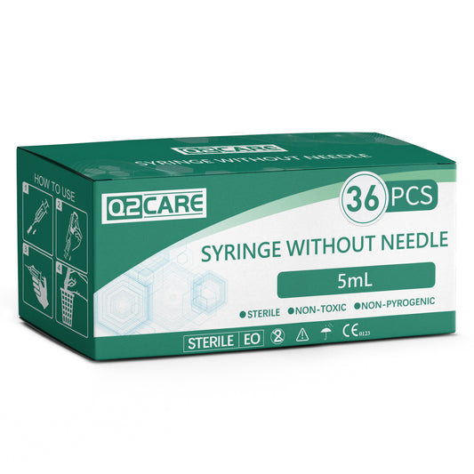 Q2 CARE - 5mL Syringe without Needle - Luer Lock Syringe Tip (No Needle) - (36 PCS)