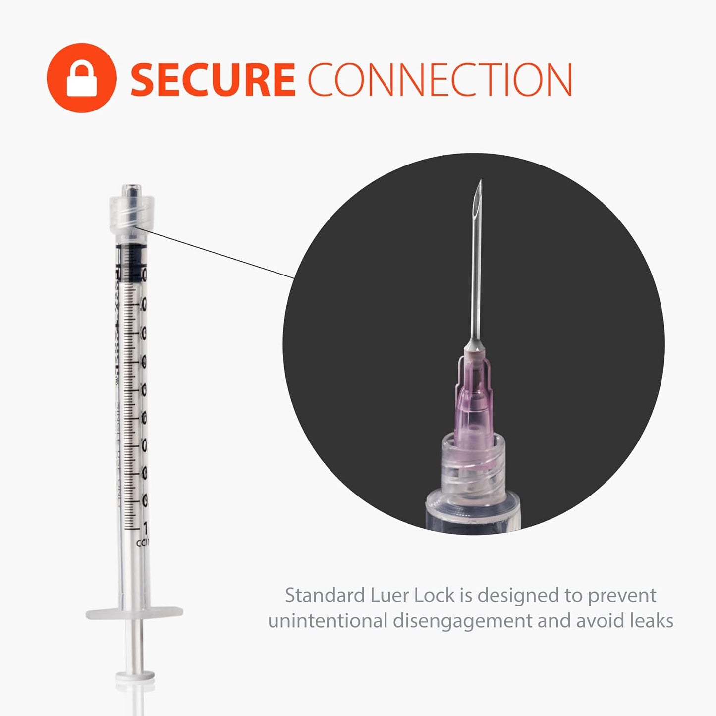 Q2 CARE - 1mL Syringe without Needle - Luer Lock Syringe Tip (No Needle) - (36 PCS)