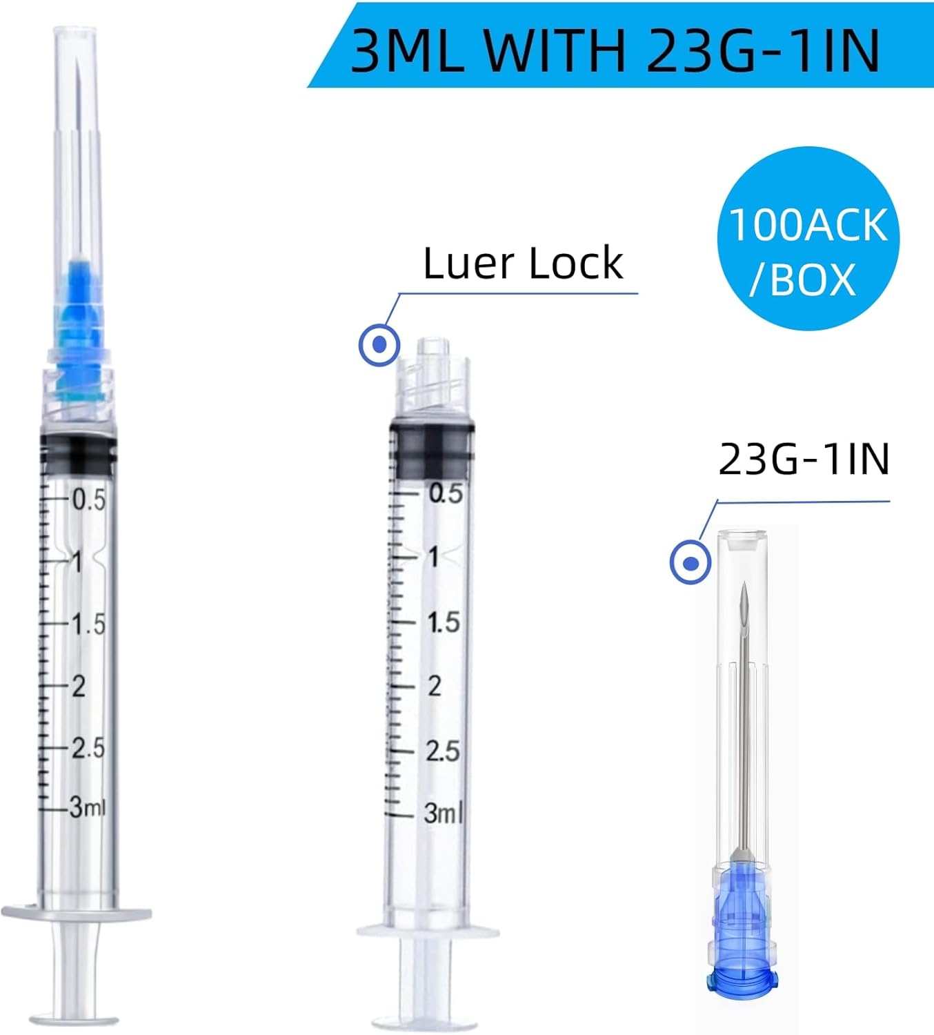 Q2 CARE - Syringes with needle - 2.5mL  - (Pack of 36)